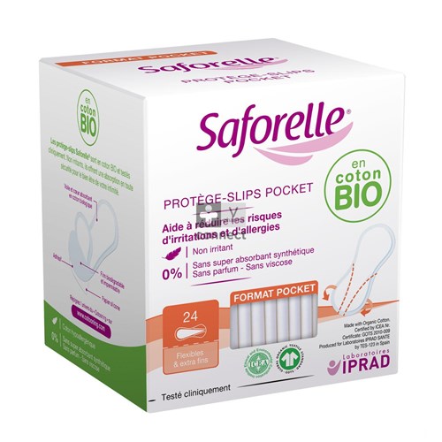 Saforelle Coton Bio Protège Slip Format Pocket 24 Pièces
