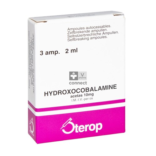 Hydroxocobalamine Acetas 10 mg / 2 ml  3 Ampoules