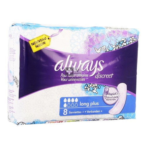 Always Discreet Incontinence Pad Long Plus 8