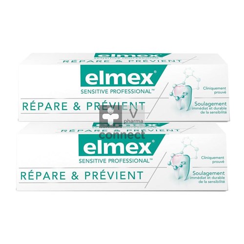 Elmex Sensitive Professional Répare et Prévient Dentifrice 2 x 75 ml Prix Promo