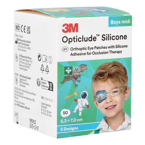 Opticlude 3M Silicone Eye Patch Boy Midi  50 Pièces