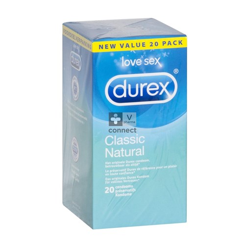 Durex Classic Natural Préservatifs 20 Pièces
