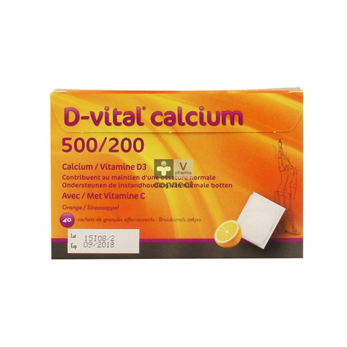 D Vital Calcium 500/200 Orange 40 Sachets