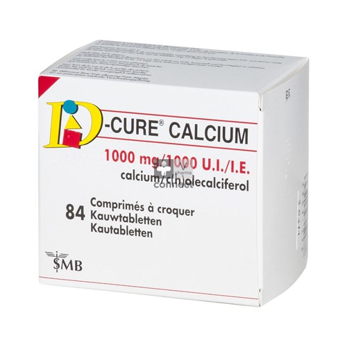 D Cure Calcium 1000 mg/1000 IE 84 kauwtabletten