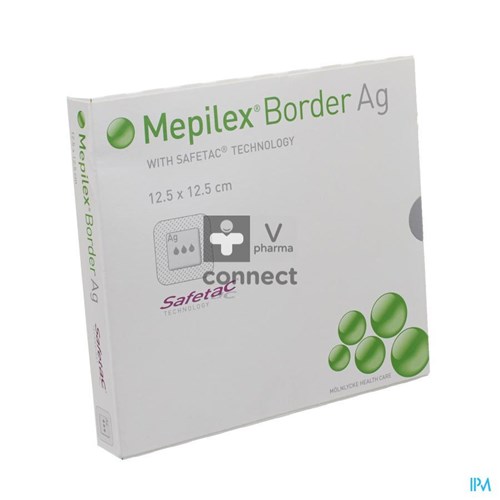 Mepilex Border Argent Pansement Stérile 12,5 cm x 12,5 cm 5 Pièces