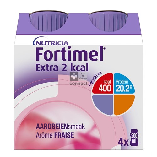 Fortimel Extra 2kcal Aardbei 4x200ml
