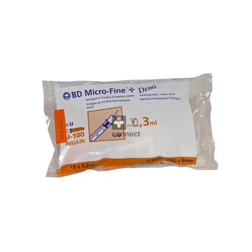 Bd Microfine+ Demi Seringues à Insuline 0.3ml 30G 10 Pieces Ref 320837