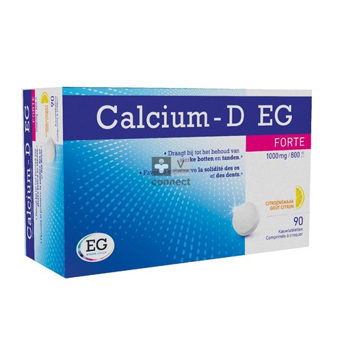 Calcium-D Forte Eg 1000 mg/800UI Citron 90 Comprimés A Croquer