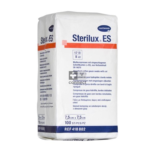 Sterilux Es 7,5x7,5cm 8l.nst. 100 P/s
