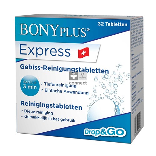 Bonyplus 32 Comprimés Effervescents Nettoyants pour Prothèse Dentaire