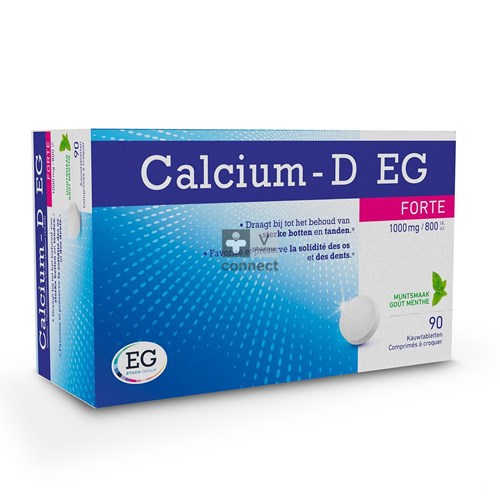 Calcium-D Forte Eg 1000 mg/800UI Menthe 90 Comprimés A Croquer