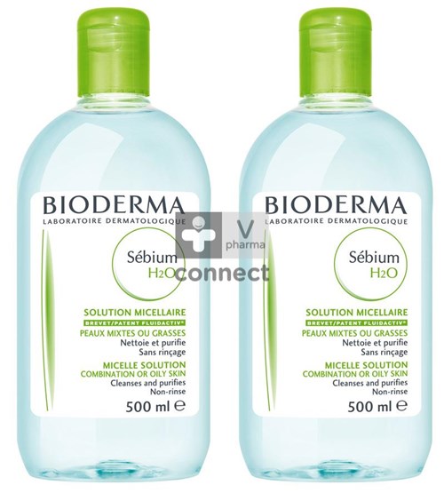 Bioderma Sebium H2O Solution Micellaire 2 x 500 ml Prix Promo