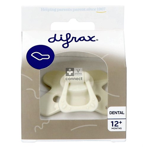 Difrax Fopspeen Dental +12m Uni/pure Cr/popcorn