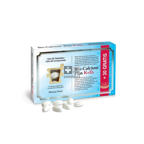 Bio Calcium Plus Vitamine K + D3  120+30 Comprimés Prix Promo