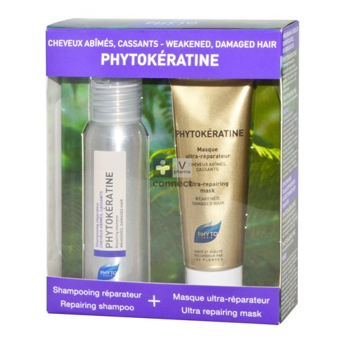Phyto Coffret Phytokératine Shampooing Reparateur 50 ml + Masque Ultra Réparateur 50 ml Promo