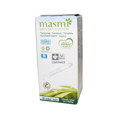 Masmi Tampon Super Coton Bio + Applicateur 14 Pièces