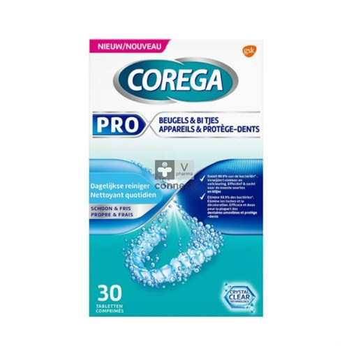 Corega Pro Appareils et Protège Dents 30 Comprimés