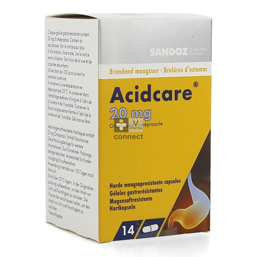 Acidcare Sandoz 20 mg 14 Gélules Gastro Résistantes