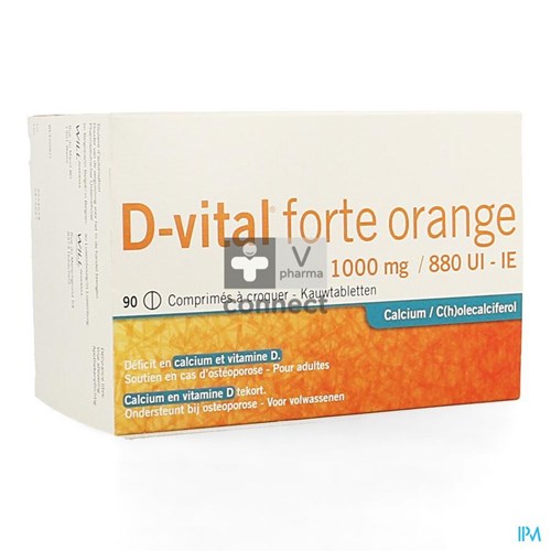 D Vital Forte 1000 mg/880 IE 90 kauwtabletten