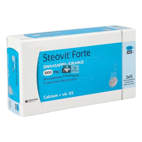 Steovit Forte 1000 mg/ 880 UI 30 Comprimes Effervescents Gout Orange