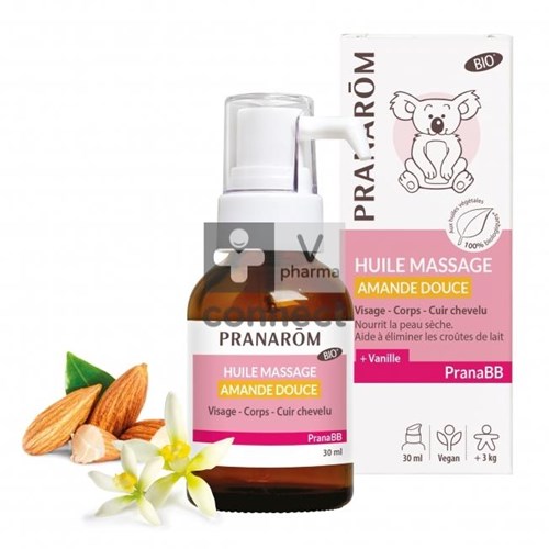 Pranarom PranaBB Huile de Massage Amande Douce Vanille 30 ml