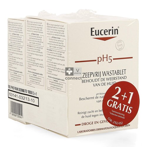 Eucerin Ph5 Dermatologisch wastablet 3 x 100 g Promo