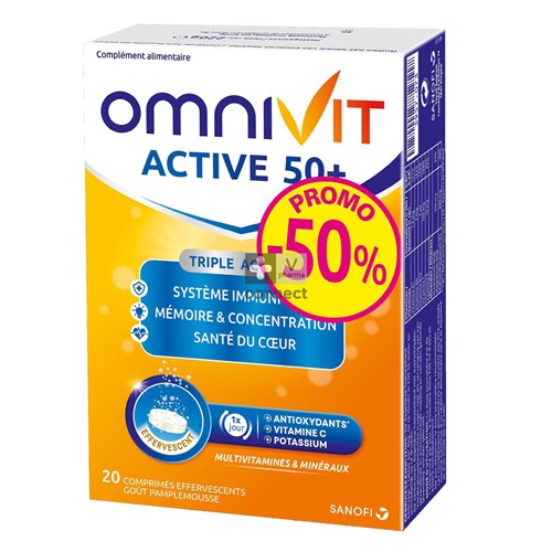 Omnivit Active 50+ 20 Comprimés Effervescents Promo