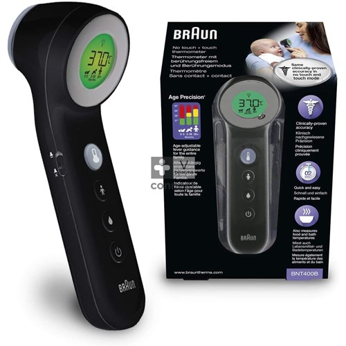 Braun Thermometre Sans Contact + Contact Age Precision Noir