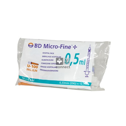 Bd Microfine+ Seringues à Insuline 0,5 ml 29G 12,7 mm 10 Pièces (324824)