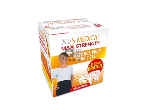 Xls Medical Max Strength 120 Comprimés + 20 Sticks Gratuits (Valeur = 45,40€)