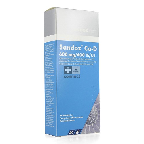 Sandoz Calcium + Vitamine D 600 Mg/400 U.I. 40 Comprimes Effervescents