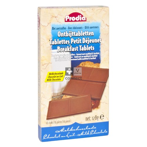 Prodia Tablettes Chocolat au Lait Petit Déjeuner 128 g