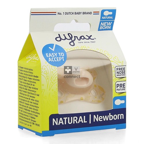 Difrax Sucette Natural Newborn Rose/Dessin