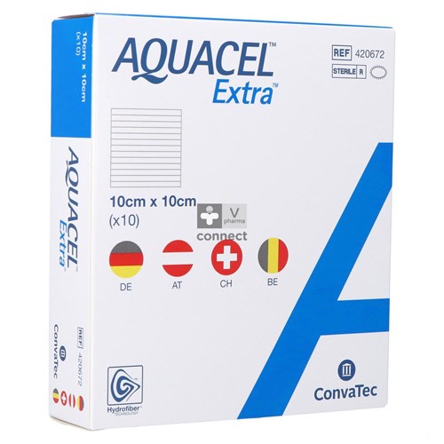 Aquacel Extra Verb Hydrofiber+versterk. 10x10cm 10