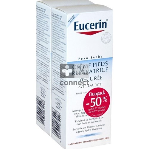 Eucerin Crème Pieds Réparatrice 10% Urée 2 x 100 ml Promo 2ème -50 %