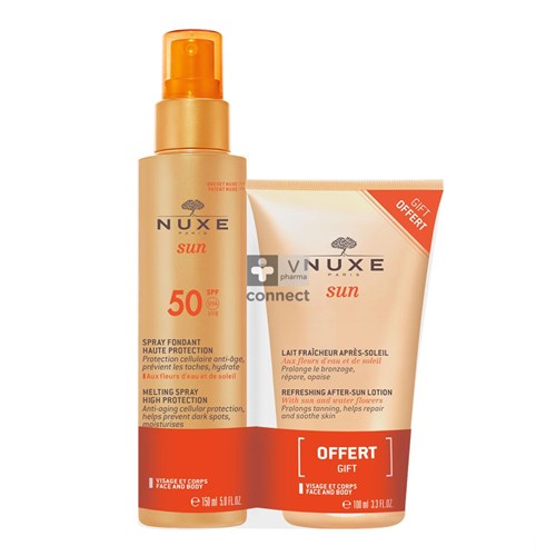 Nuxe Sun Spray Spf50 150Ml+Lait Fraîcheur Après Solaire 100 Ml Offert