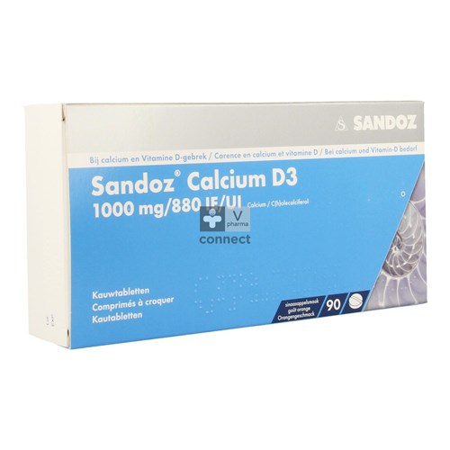 Sandoz Calcium D3 Kauwtabletten 90x1000 mg/880ie