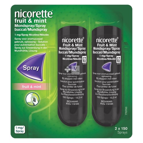 Nicorette Fruit & Mint 1 Mg Spray Doseur 2 x 150