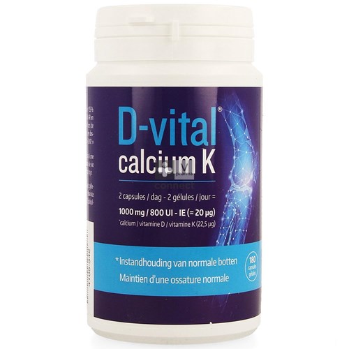 D Vital Calcium K 1000/800  180 Capsules