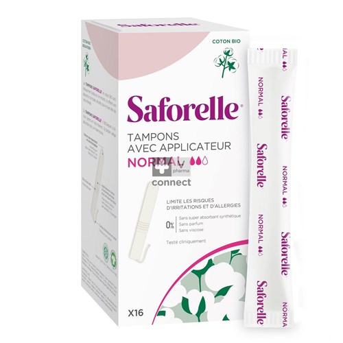 Saforelle Coton Protect Bio Tampons Applicateurs Normal 16 Pièces
