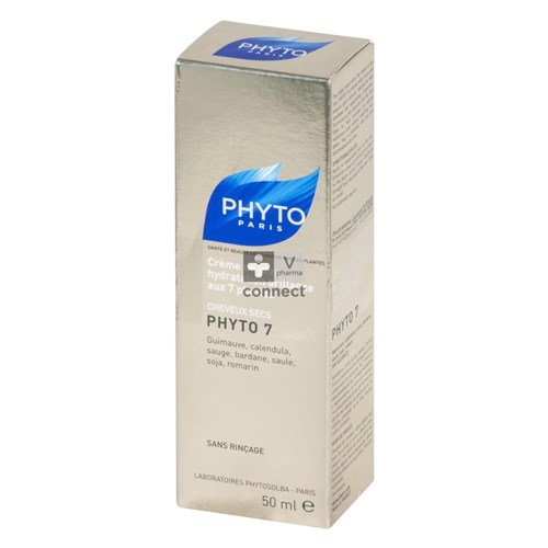 Phyto 7 Crème de Jour Hydratation Brillance Cheveux Secs 50 ml