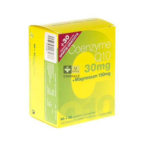 Coenzyme Q10 (30 mg) + Magnesium (150 mg) 90 Comprimés + 30 Gratuit