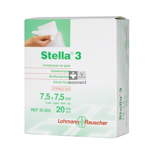 Stella 3 Compresses Steriles  7,5 x 7,5 cm 20 Pièces