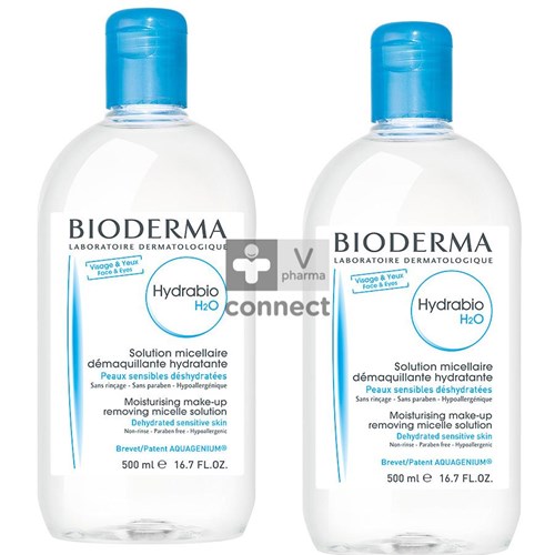 Bioderma Hydrabio H2O Solution Micellaire 2 x 500 ml Prix Promo