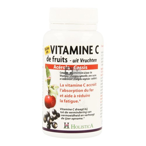 Holistica Vitamine C de Fruits Acerola - Cassis 60 Comprimés