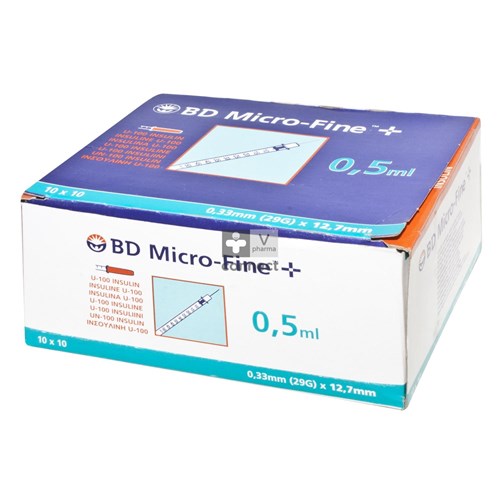 Bd Microfine+ Seringues à Insuline 0,5 ml 29G 12,7 mm 100 Pièces (324824)