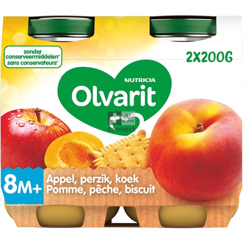 Olvarit Fruit Appel Perzik Koek 2x200g 8m54
