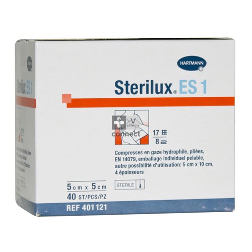 Sterilux Es1 Compresses Steriles 8 Epaisseurs 5cm x 5cm 40 Pieces