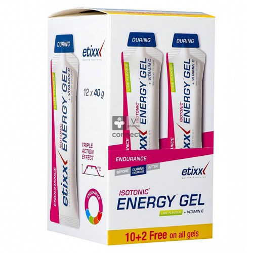 Etixx Isotonic Energy Gel Lime 12 x 40 g