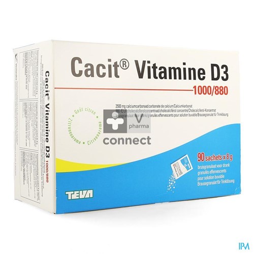 Cacit Vitamine D3 1000 Mg/880 UI Granulés Effervescents 90 Sachets